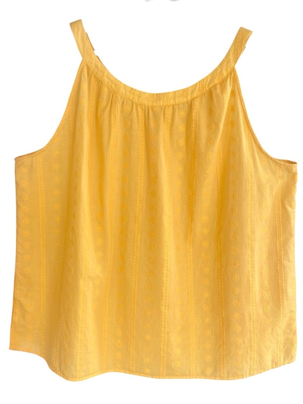 LOFT Camisole Tank Top Embroidered Back Tie Detail Yellow Gold Women Size XL
